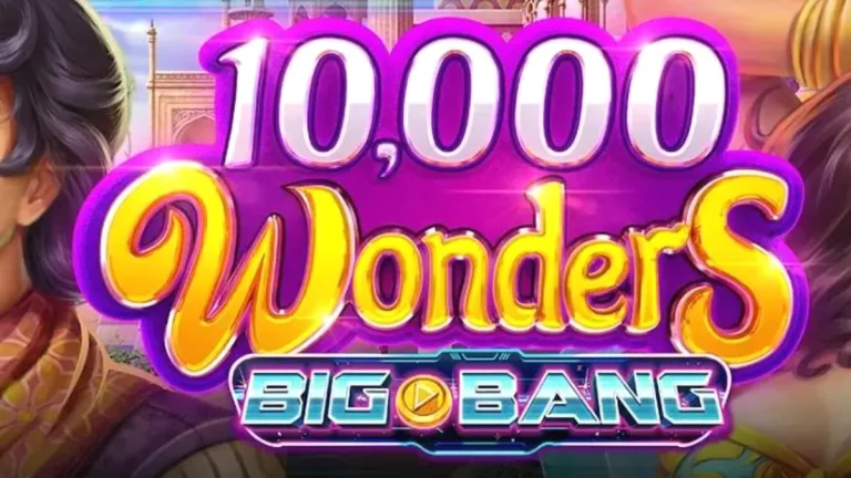 Pemandangan visual slot 10,000 Wonders Big Bang dengan tema kuil Arab yang mewah